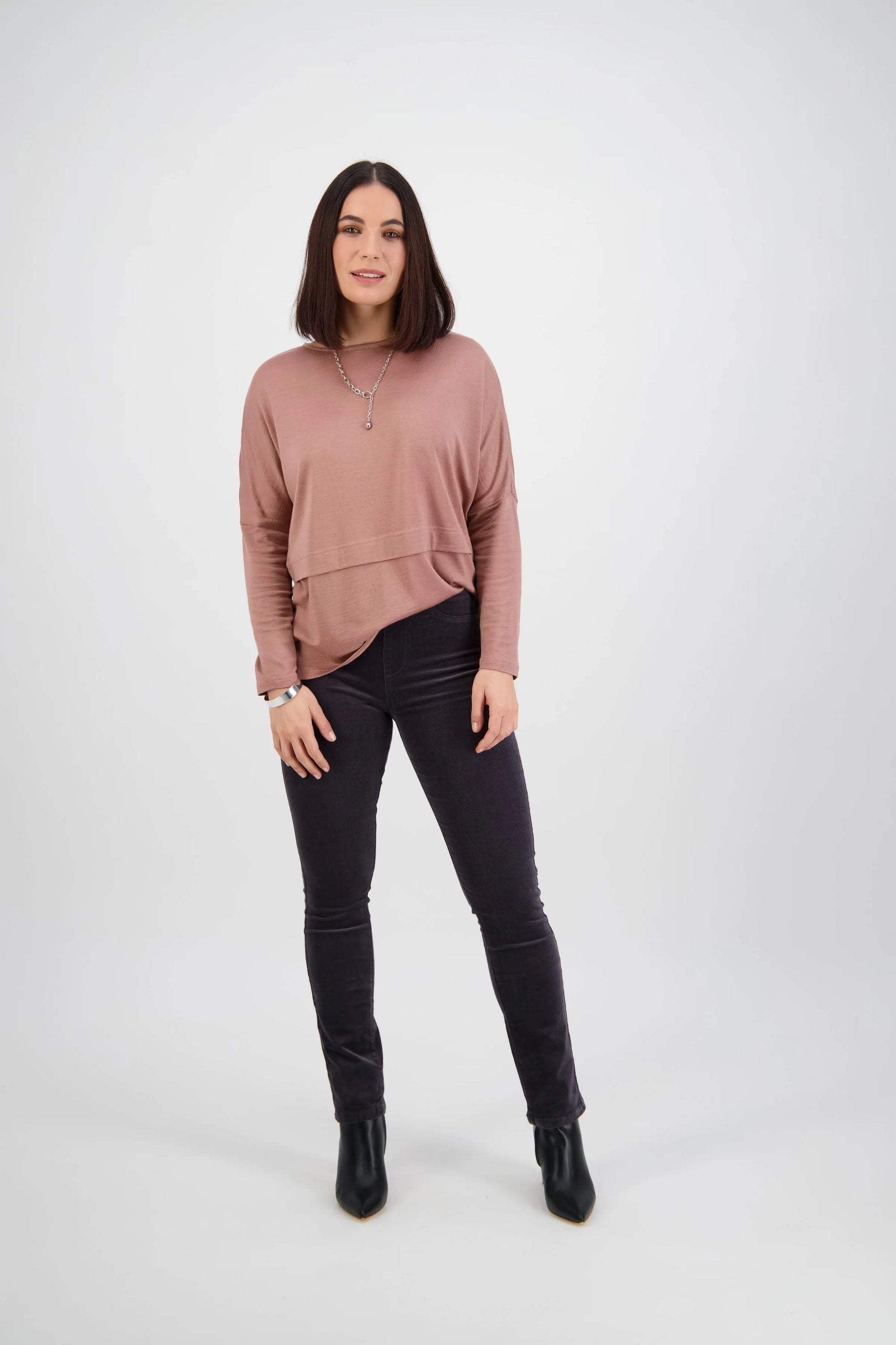 Slim Leg Full Length Cord Pull On | Charcoal -  - Beechworth Emporium