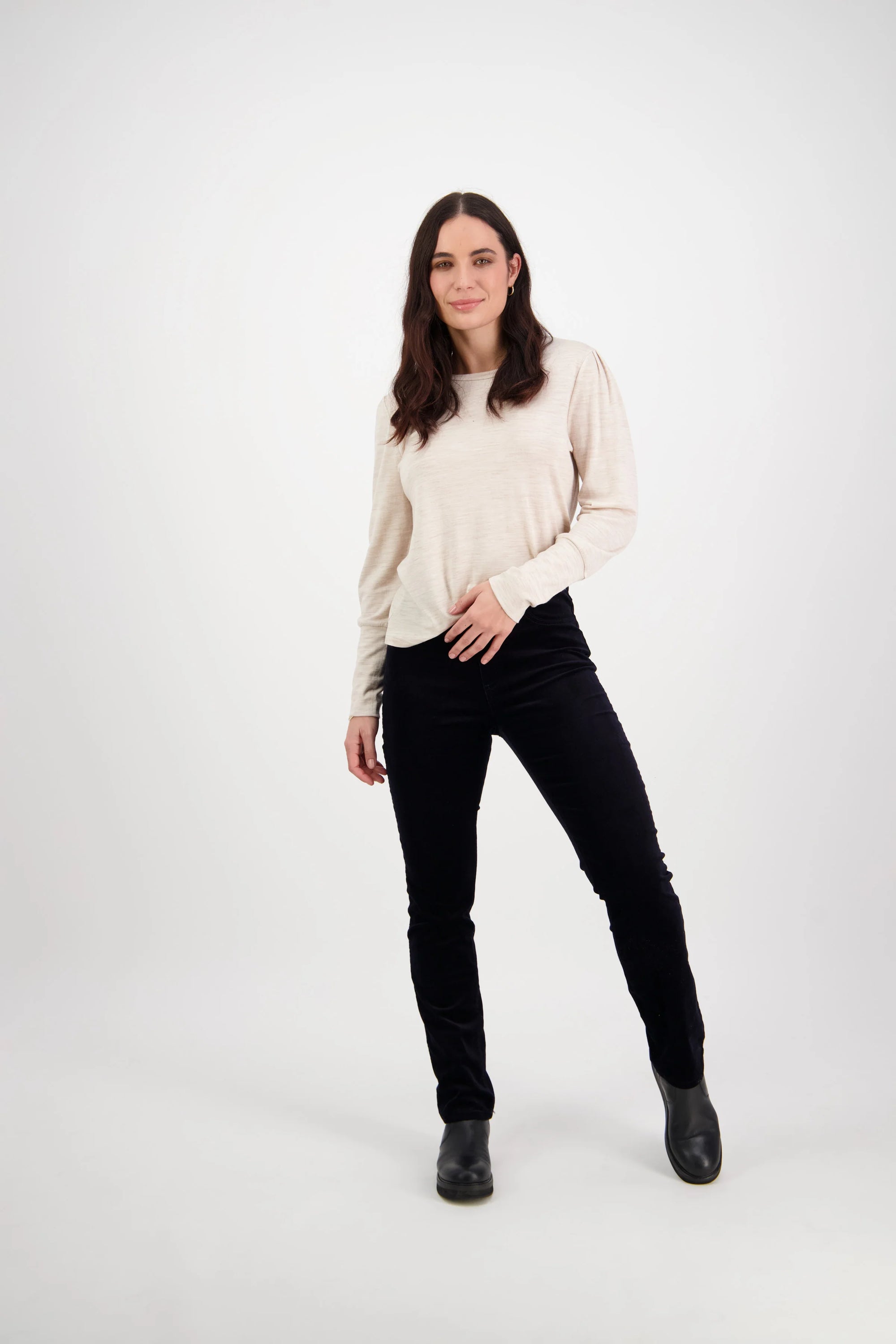 Slim Leg Full Length Cord Pull On | Midnight -  - Beechworth Emporium