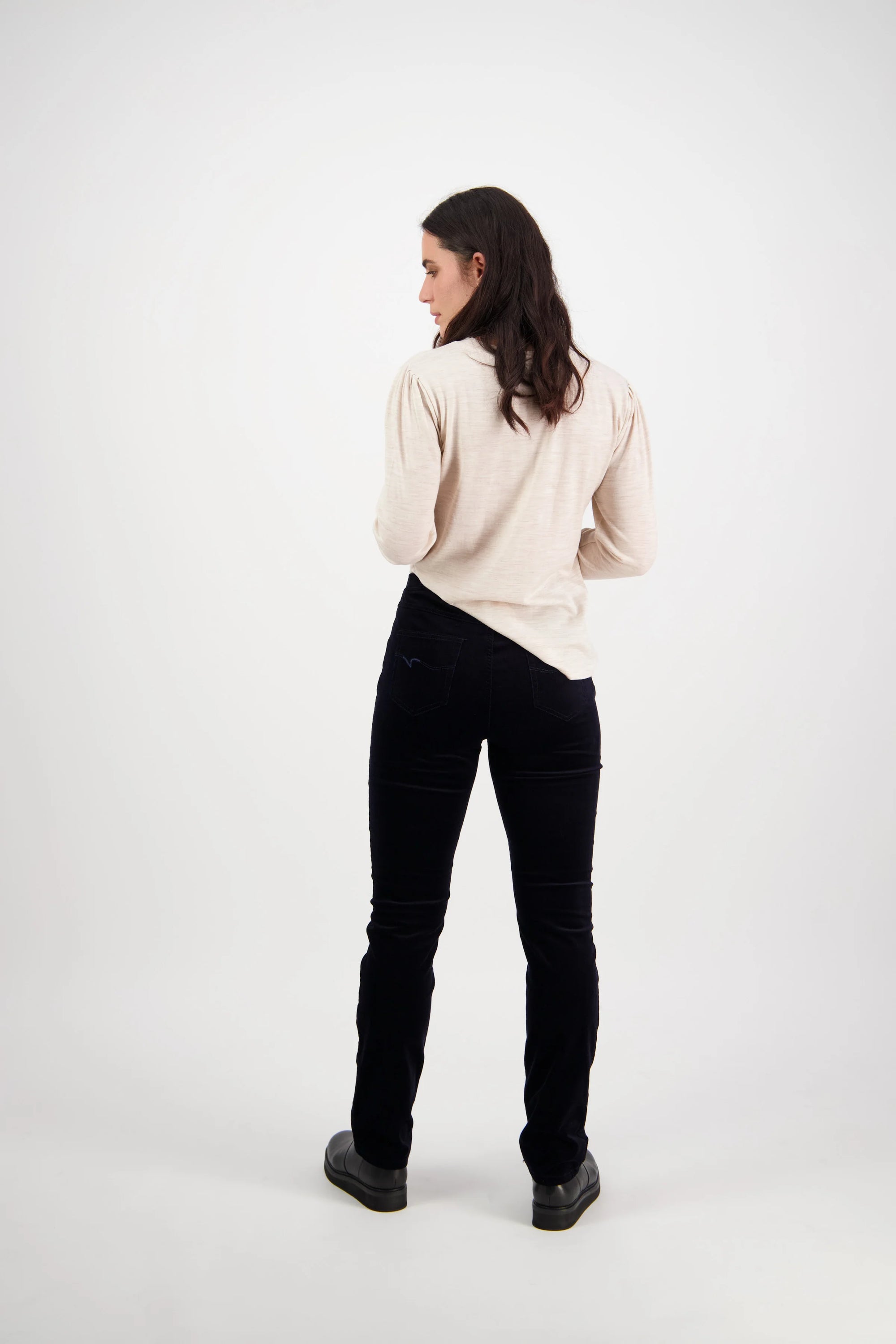 Slim Leg Full Length Cord Pull On | Midnight -  - Beechworth Emporium