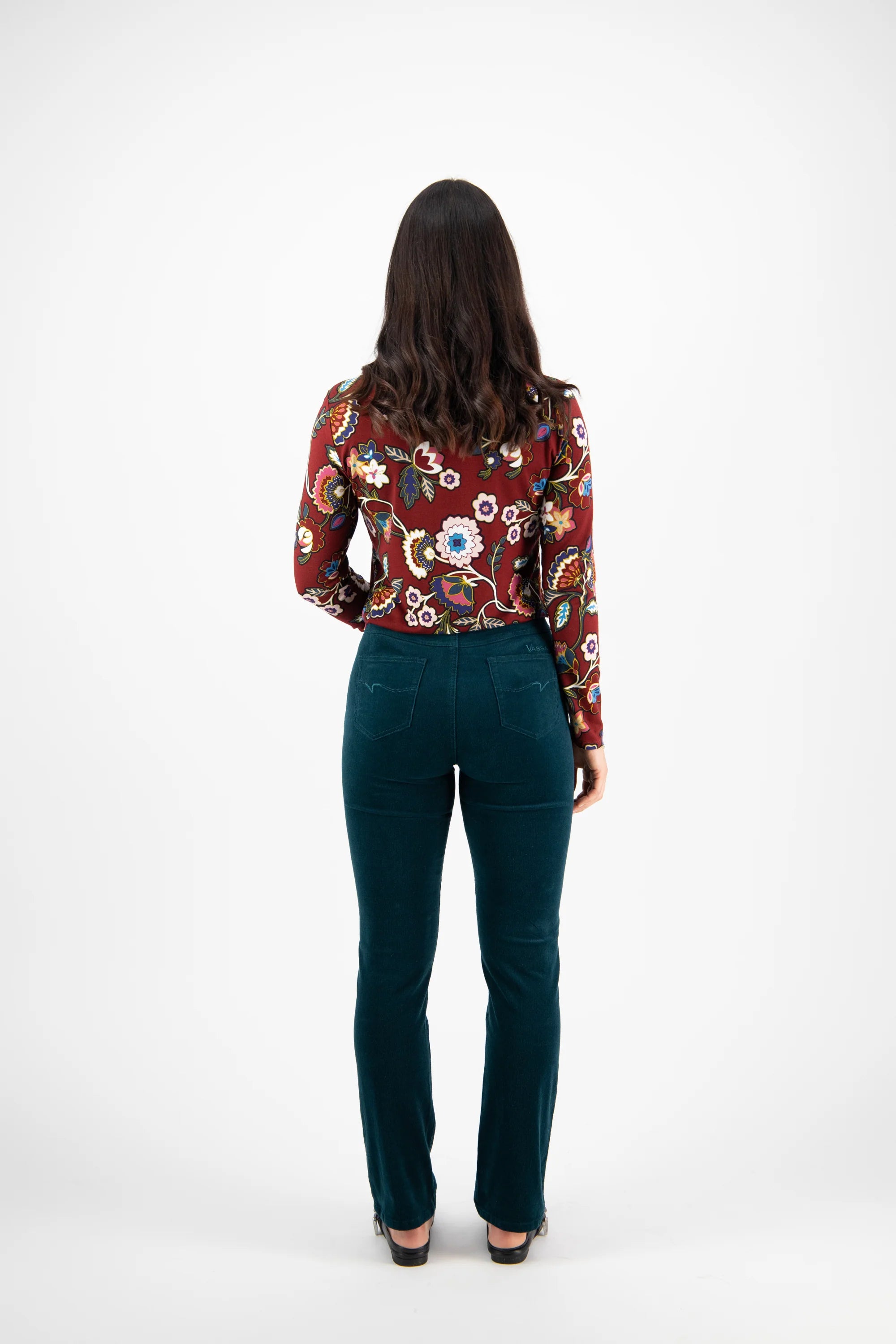 Slim Leg Full Length Cord Pull On | Peacock - Vassalli - Beechworth Emporium