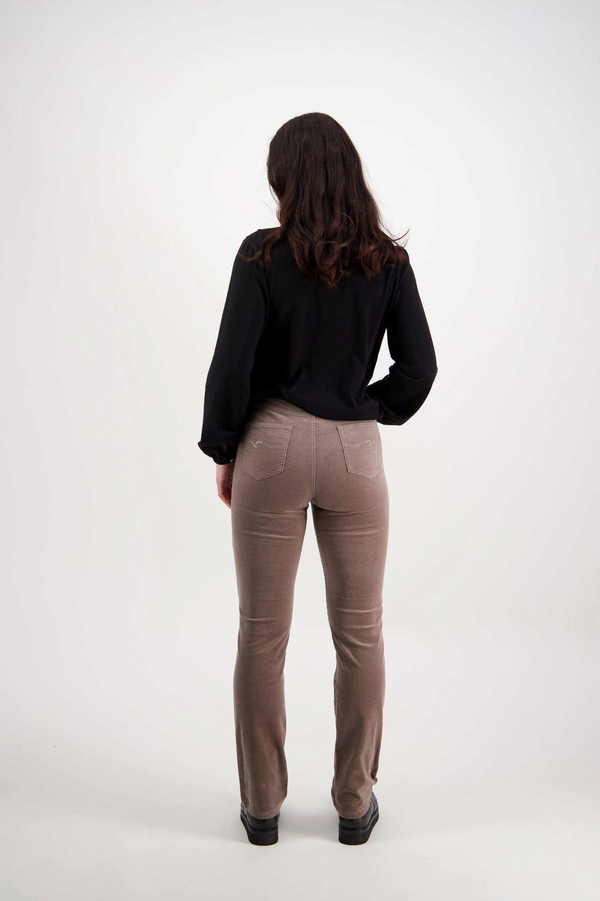 Slim Leg Full Length Cord Pull On | Taupe -  - Beechworth Emporium