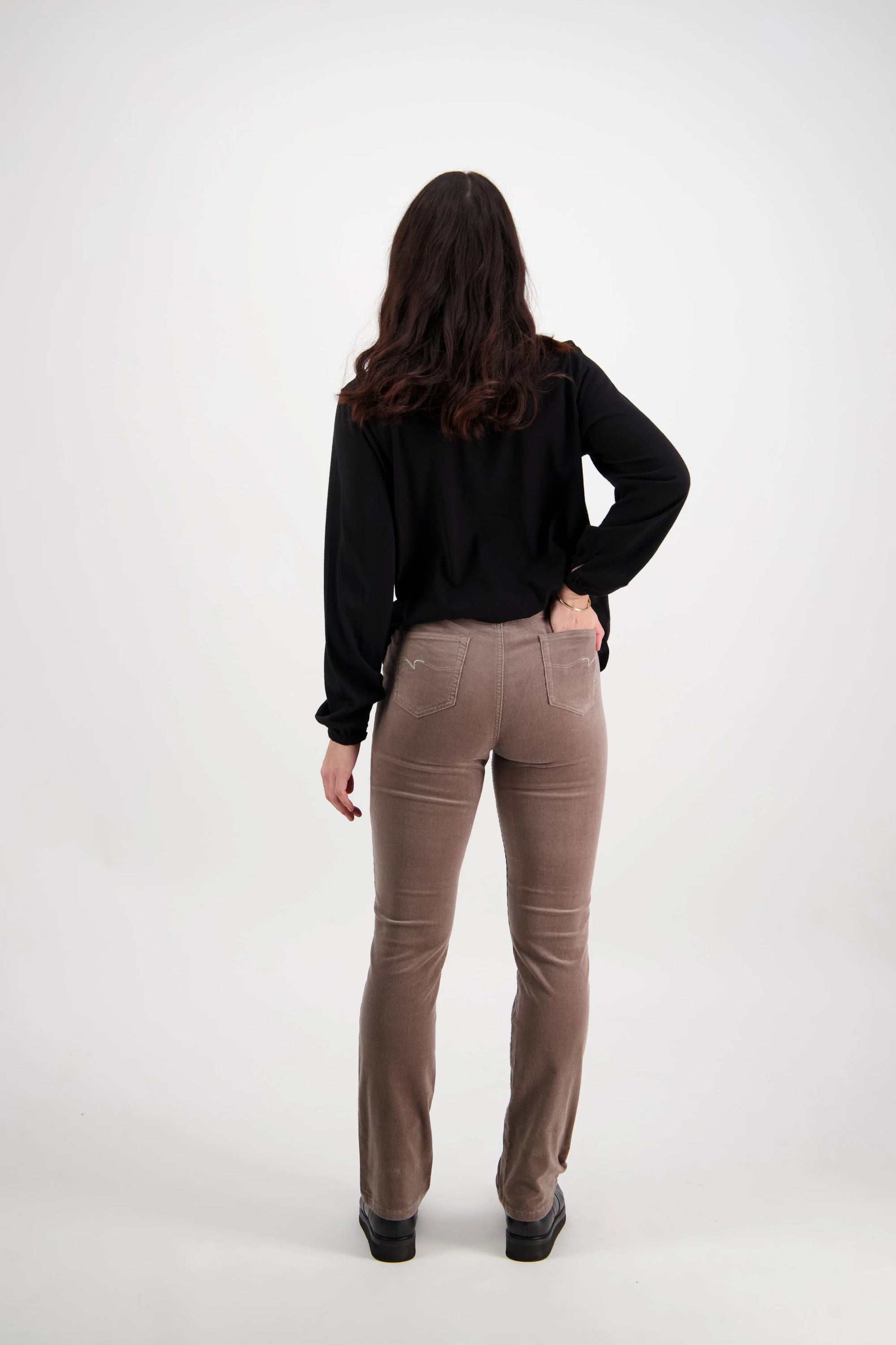 Slim Leg Full Length Cord Pull On | Taupe -  - Beechworth Emporium