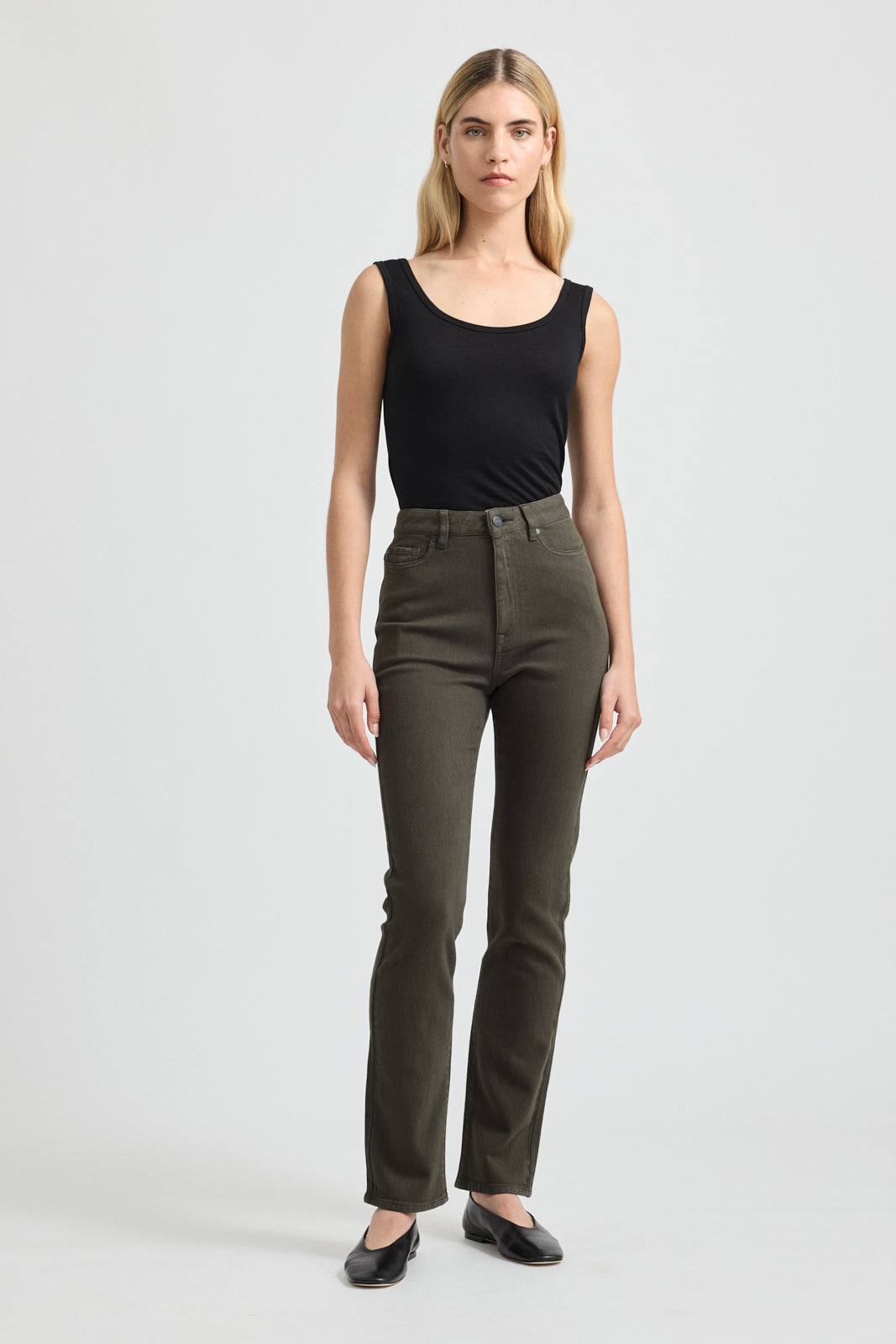 High Rise Straight Leg MERINO-DENIM™ Jean | Bay Leaf - Toorallie - Beechworth Emporium