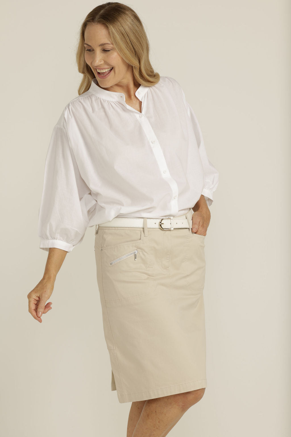 3/4 Billow Sleeve Cotton Shirt - Goondiwindi - Beechworth Emporium