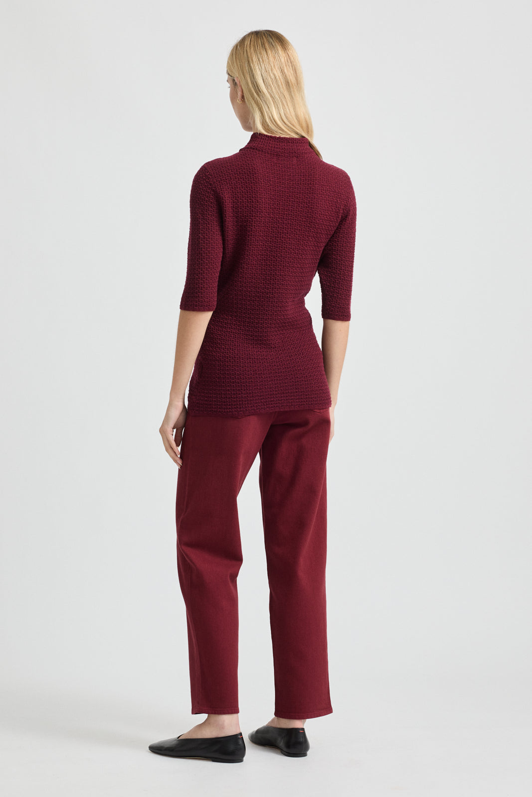 Texture Stitch Top | Dark Cherry - Toorallie - Beechworth Emporium