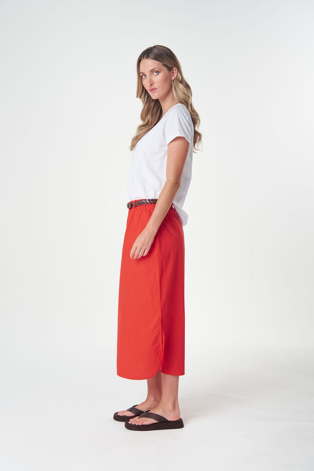 Shellbay Side Split Skirt | Garnet