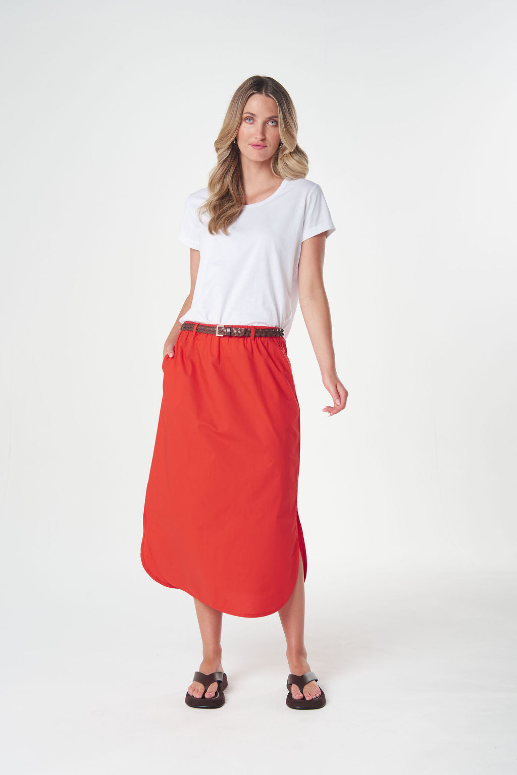 Shellbay Side Split Skirt | Garnet