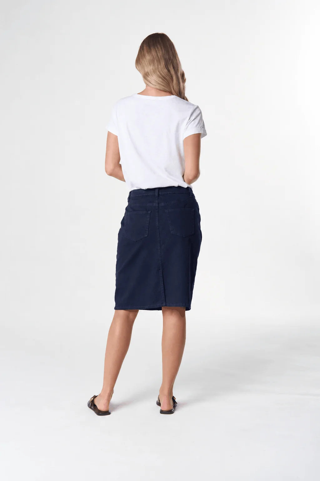 5 Pocket Knee Length Skirt | Dark Navy
