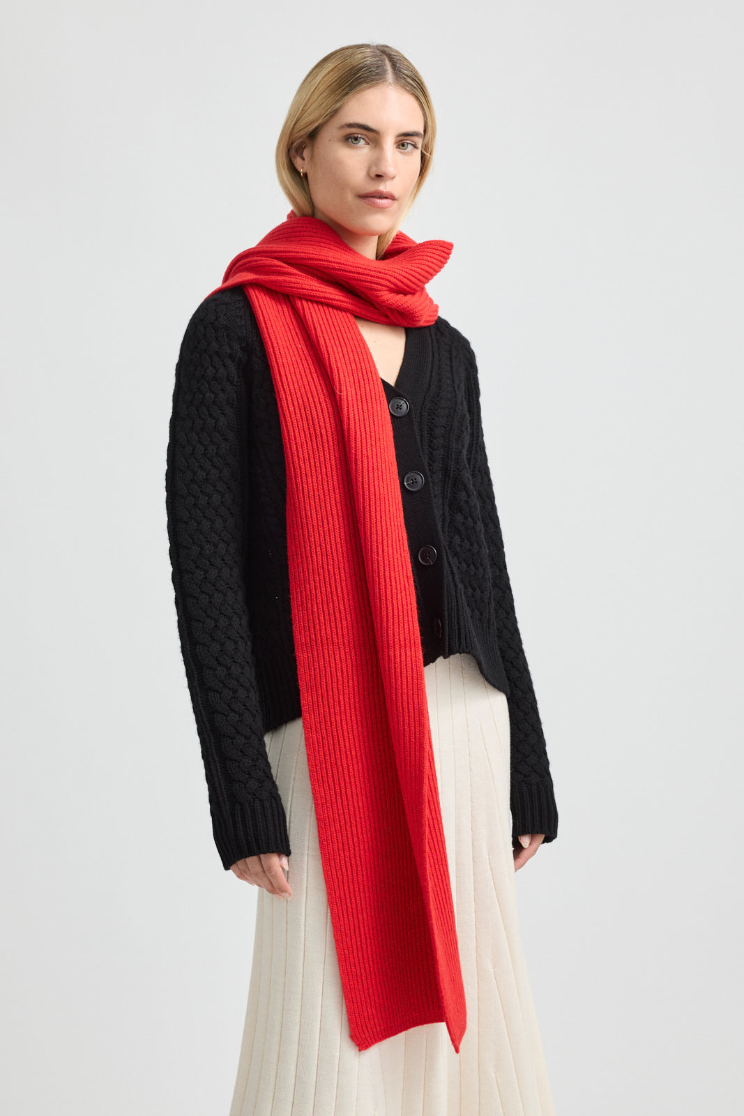 Merino Rib Scarf | Red - Toorallie - Beechworth Emporium