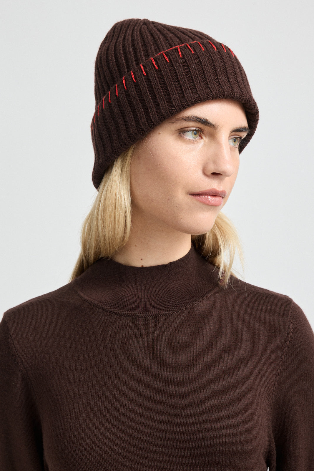 Blanket Stitch Beanie | Cacao - Toorallie - Beechworth Emporium