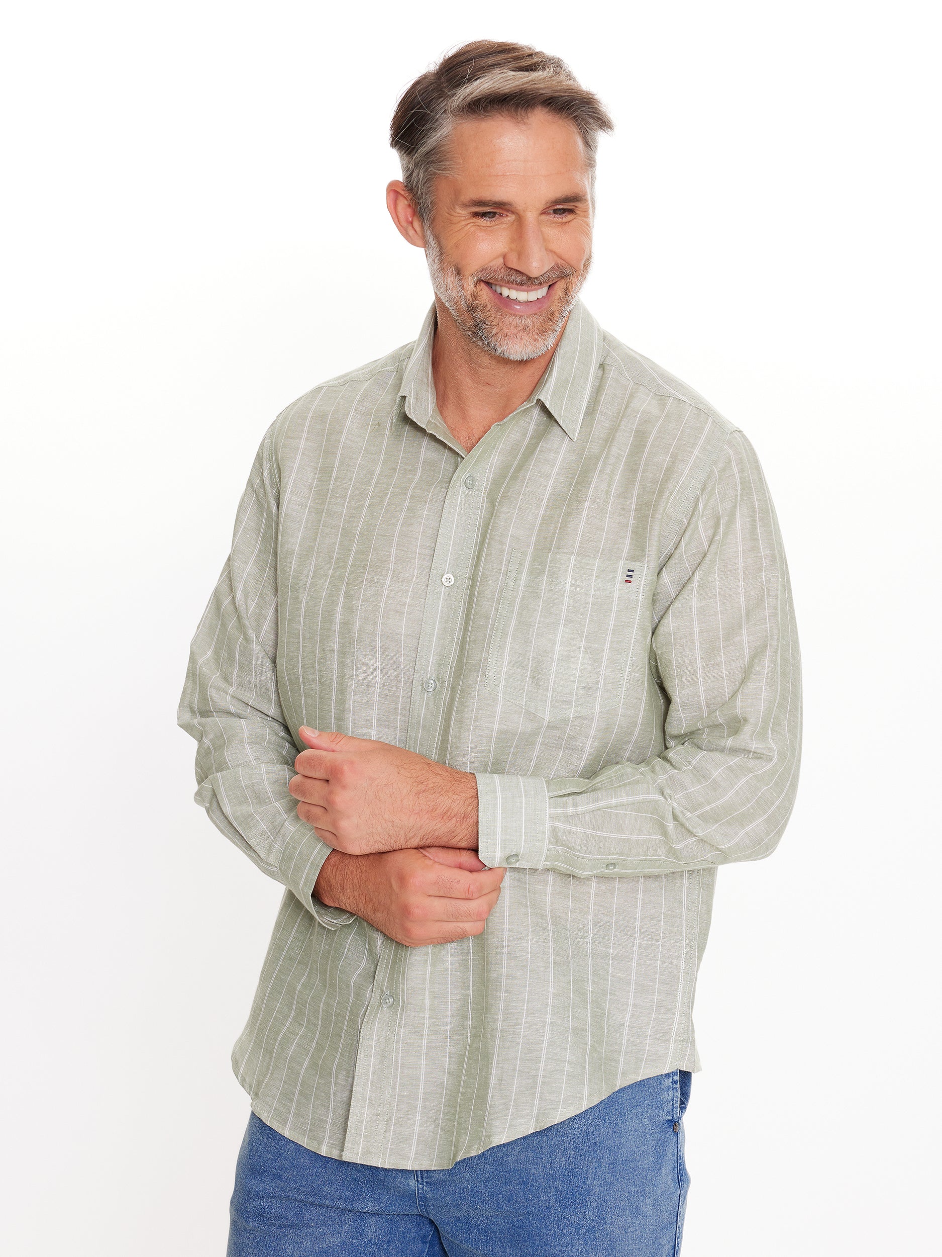 Provence Long Sleeve Linen Shirt | Vetiver