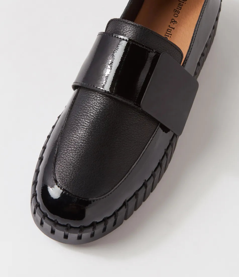 Belenna Black Patent Leather Slip-On Sneakers - Django &amp; Juliette - Beechworth Emporium