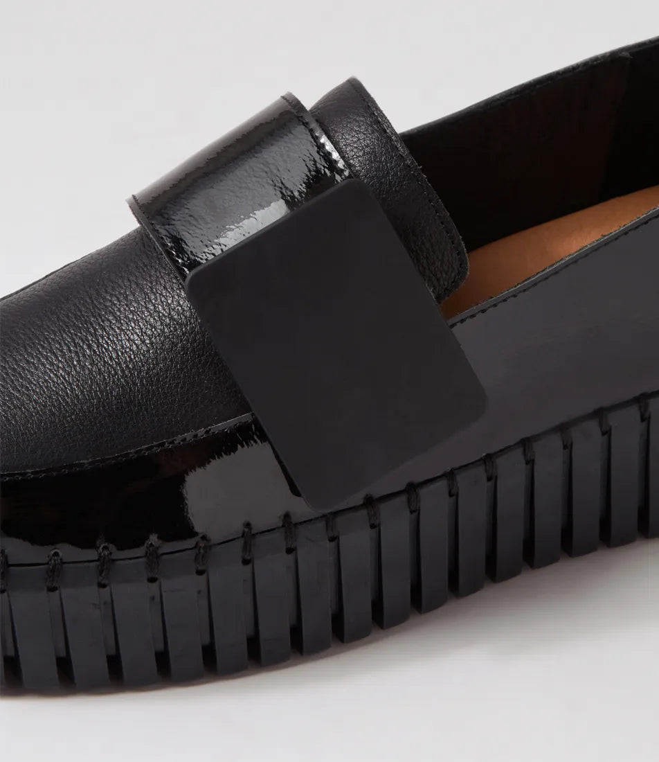 Belenna Black Patent Leather Slip-On Sneakers - Django &amp; Juliette - Beechworth Emporium