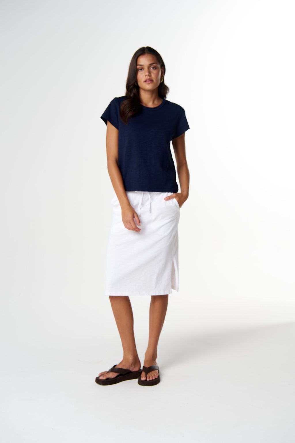 Basic Cotton Crew Neck Tee | Parisian Navy