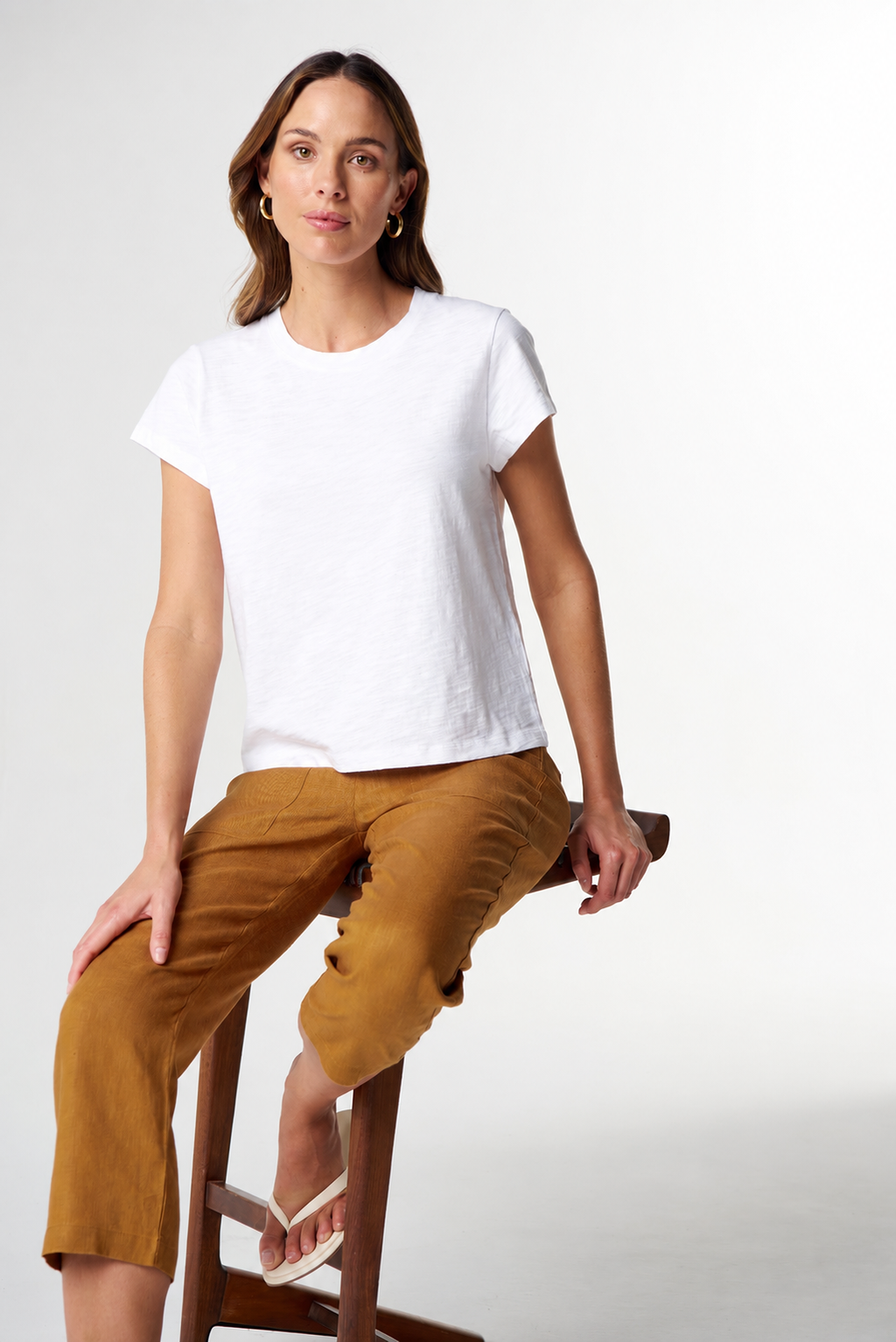 Basic Cotton Crew Neck Tee | White
