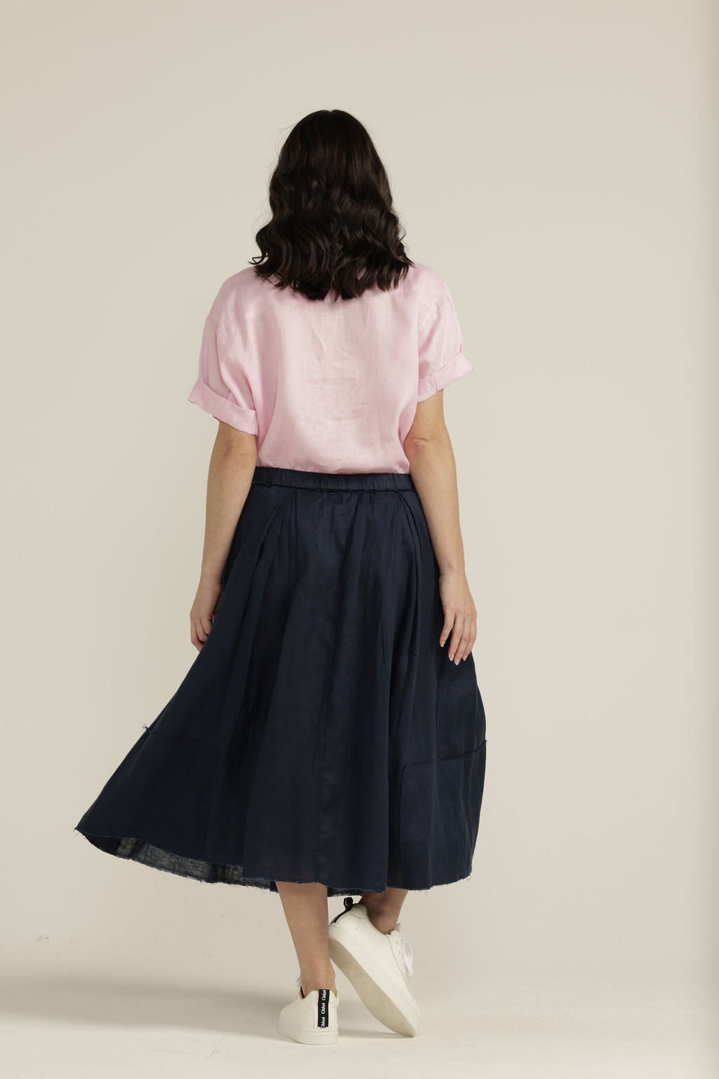 Linen Pleated Full Skirt