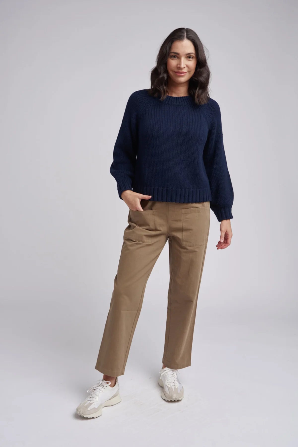 Casual Cropped Cotton Pant | Tabacco