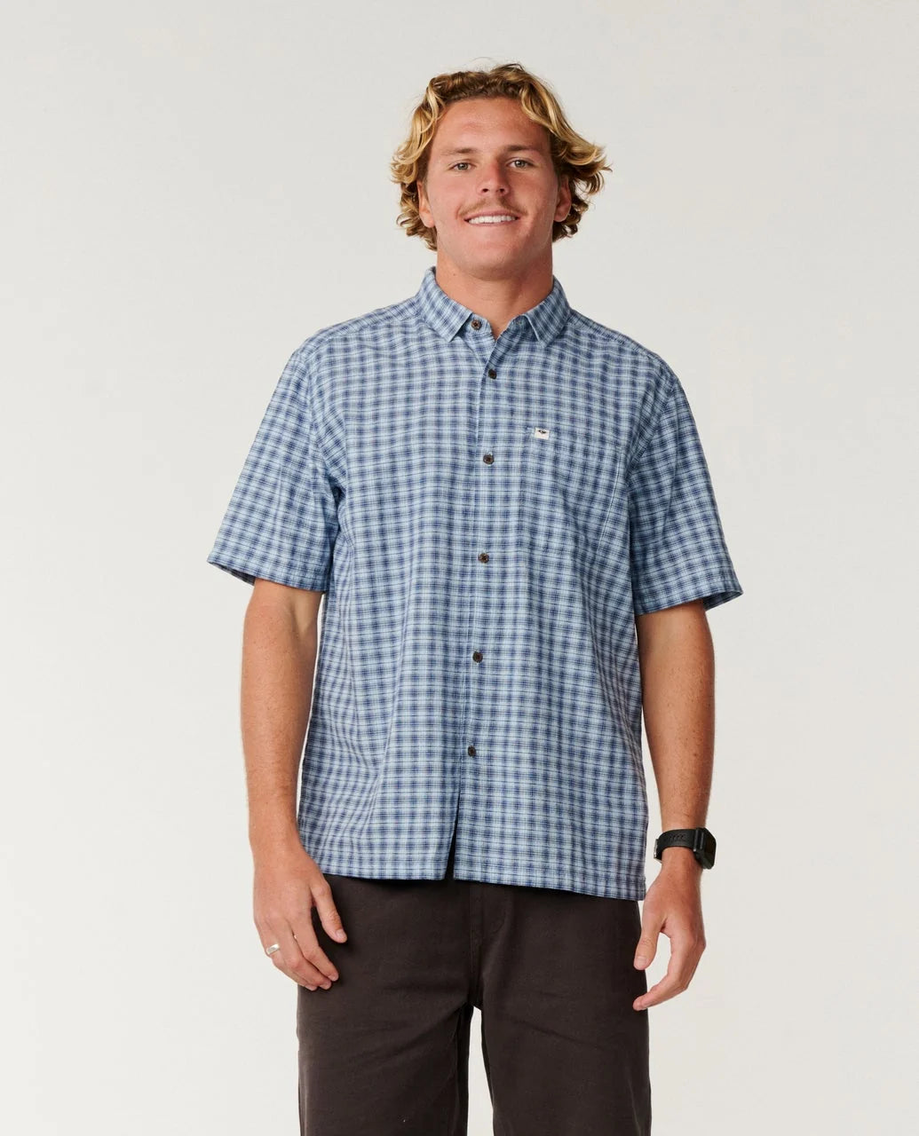 Classic Surf Check Short Sleeve Shirt | Glacier Blue
