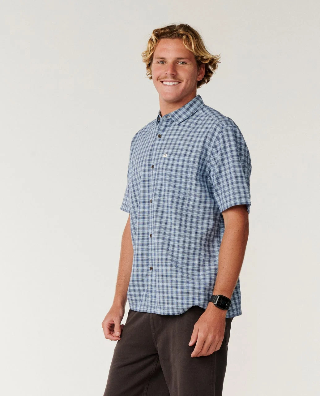 Classic Surf Check Short Sleeve Shirt | Glacier Blue