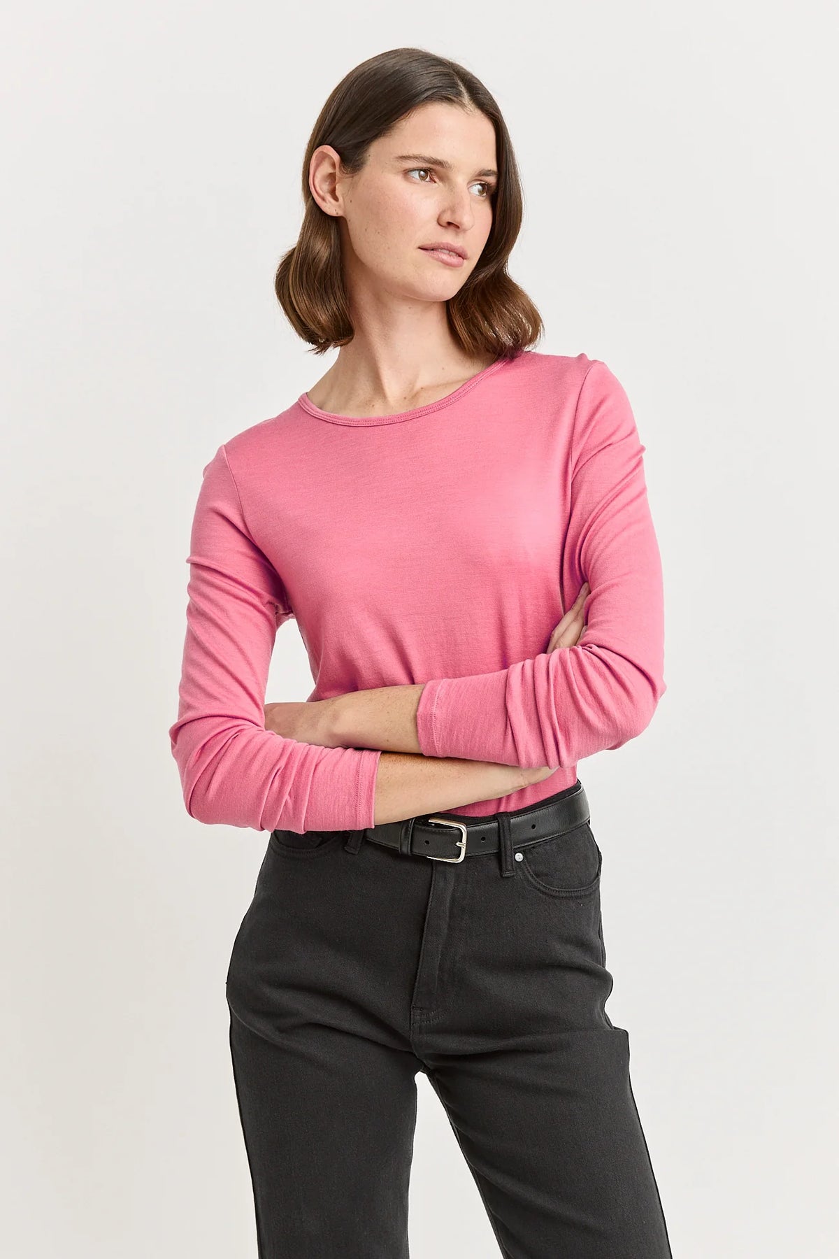 Crew Merino Tee | Flamingo