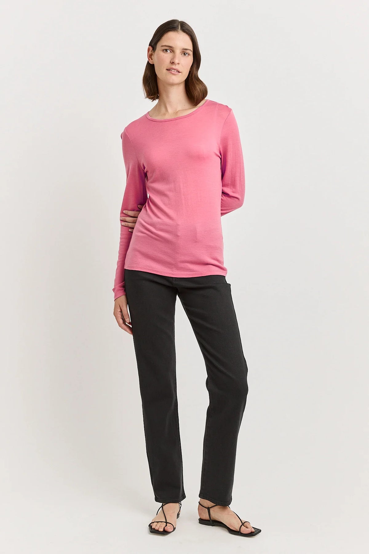 Crew Merino Tee | Flamingo