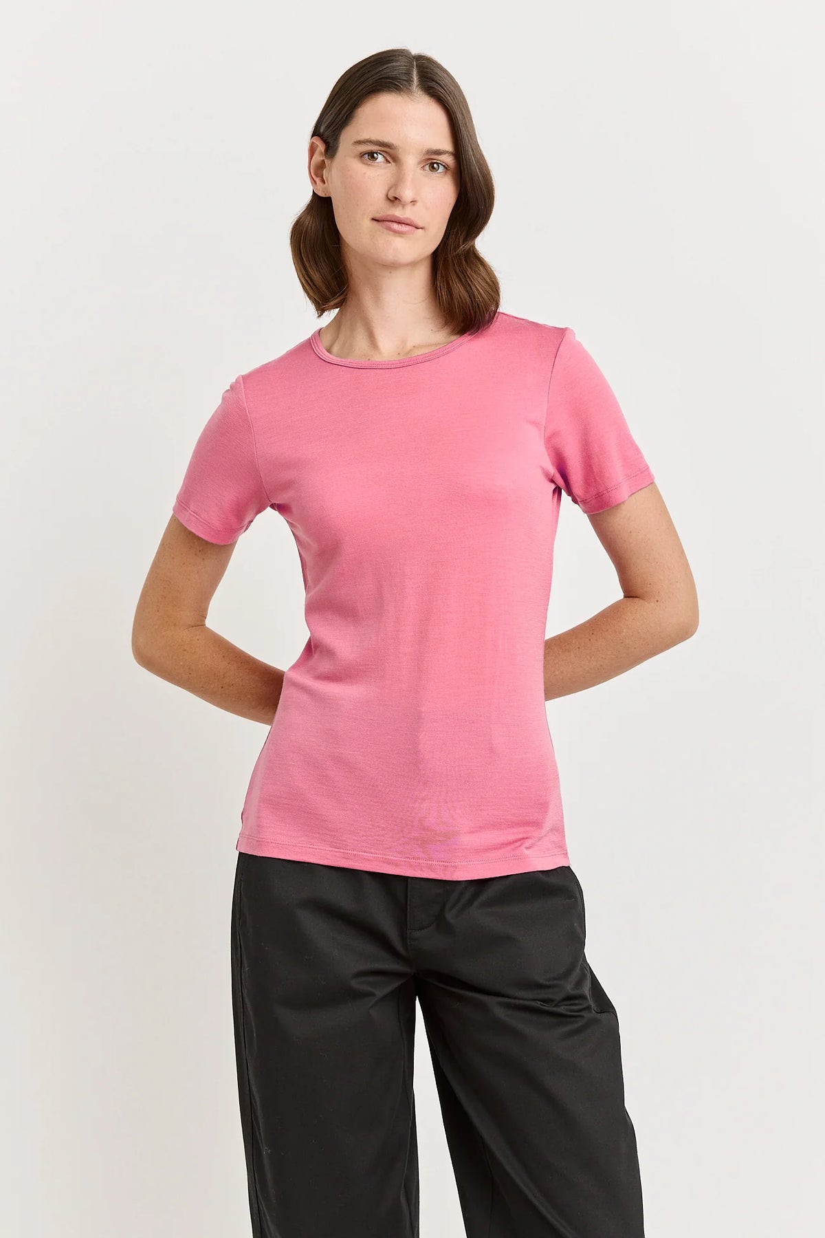 Short Sleeve Merino Tee | Flamingo