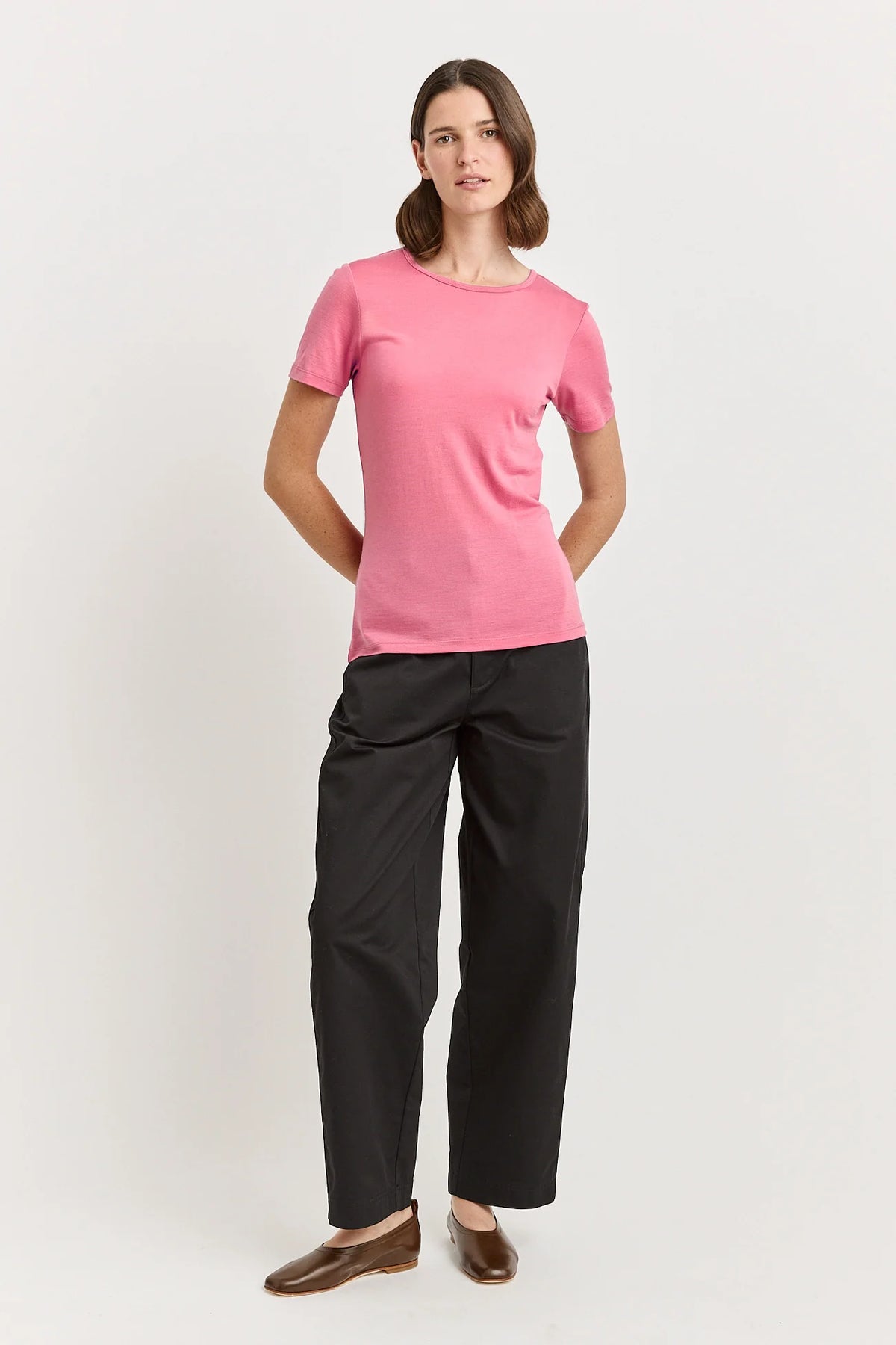 Short Sleeve Merino Tee | Flamingo