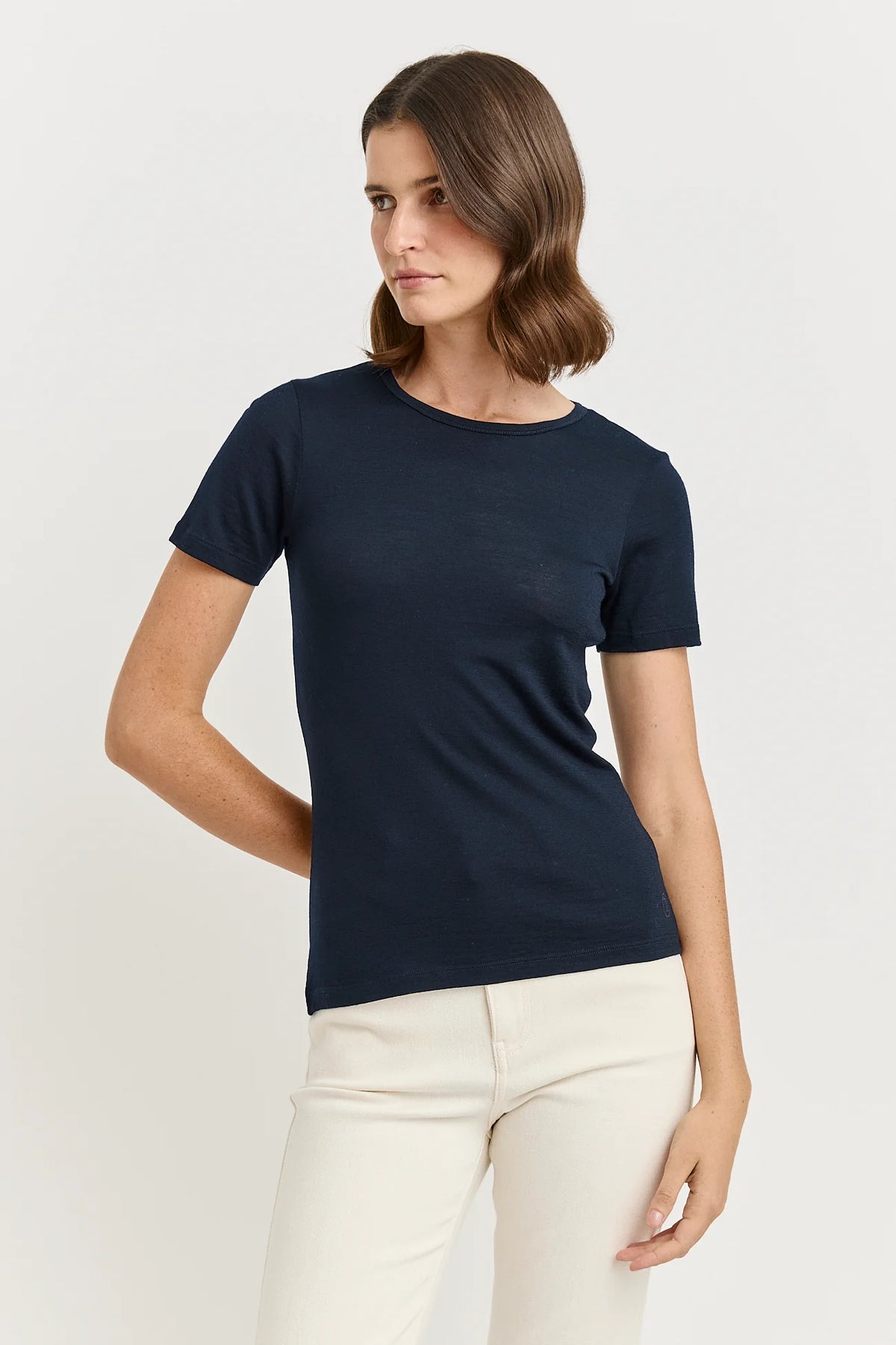 Short Sleeve Merino Tee | French Navy