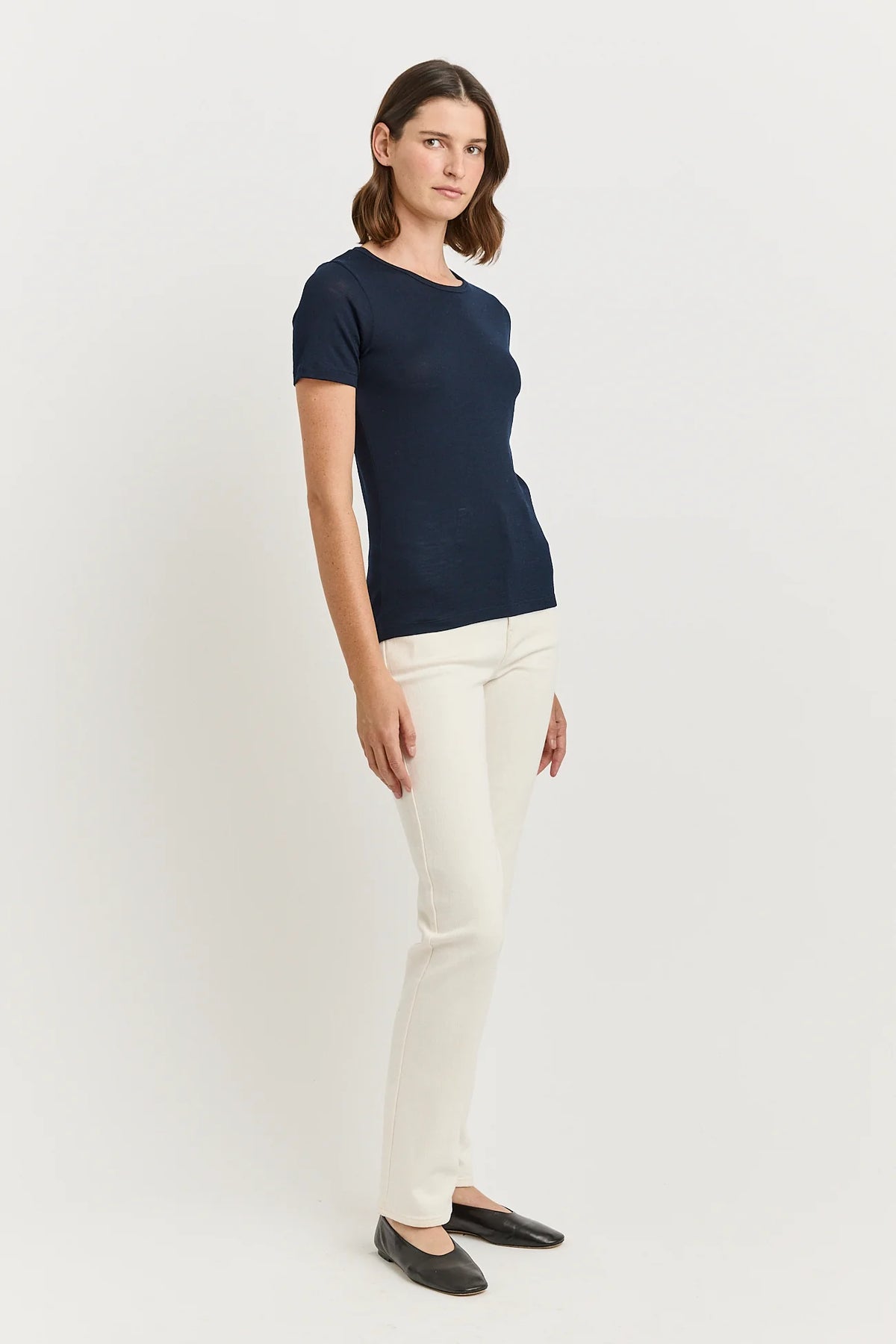 Short Sleeve Merino Tee | French Navy