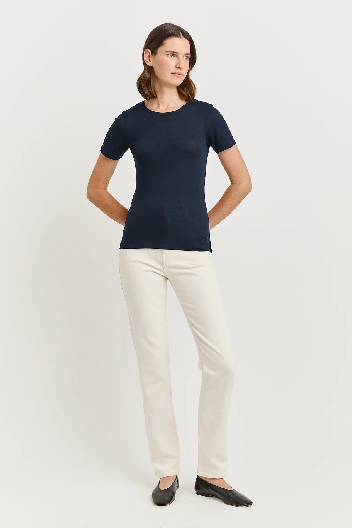 Short Sleeve Merino Tee | French Navy