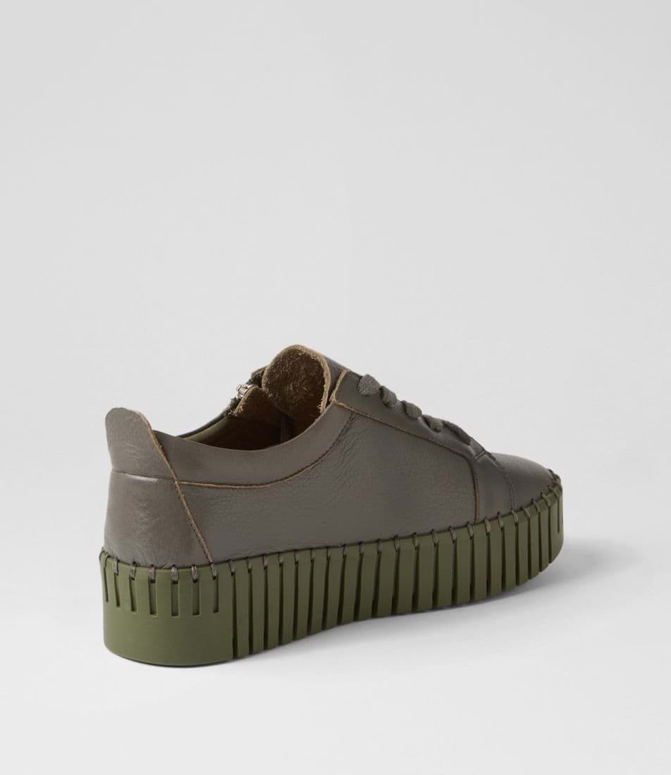 Bump Olive Khaki Leather Sneaker - Django &amp; Juliette - Beechworth Emporium