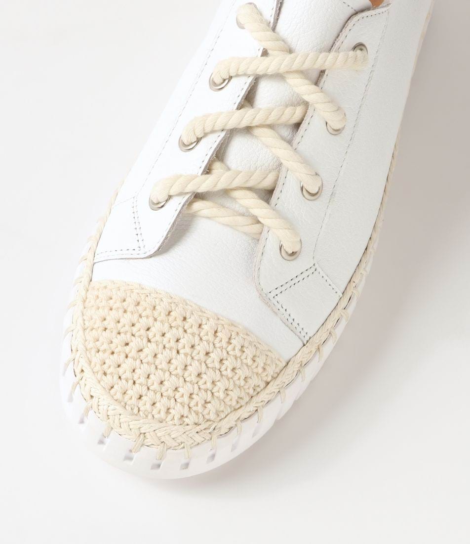 Harena Woven White Leather Sneaker