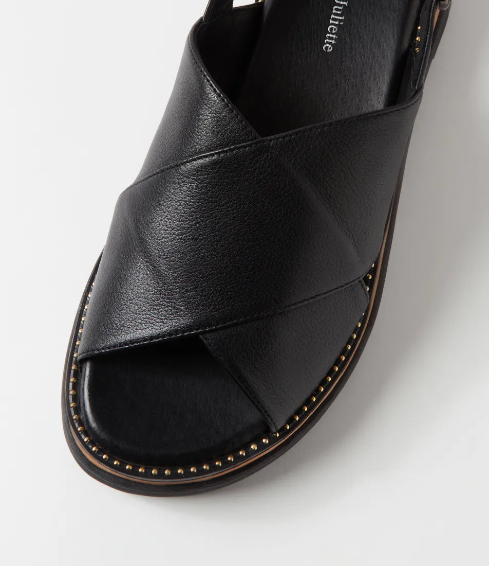 Sasi Black Leather Sandal