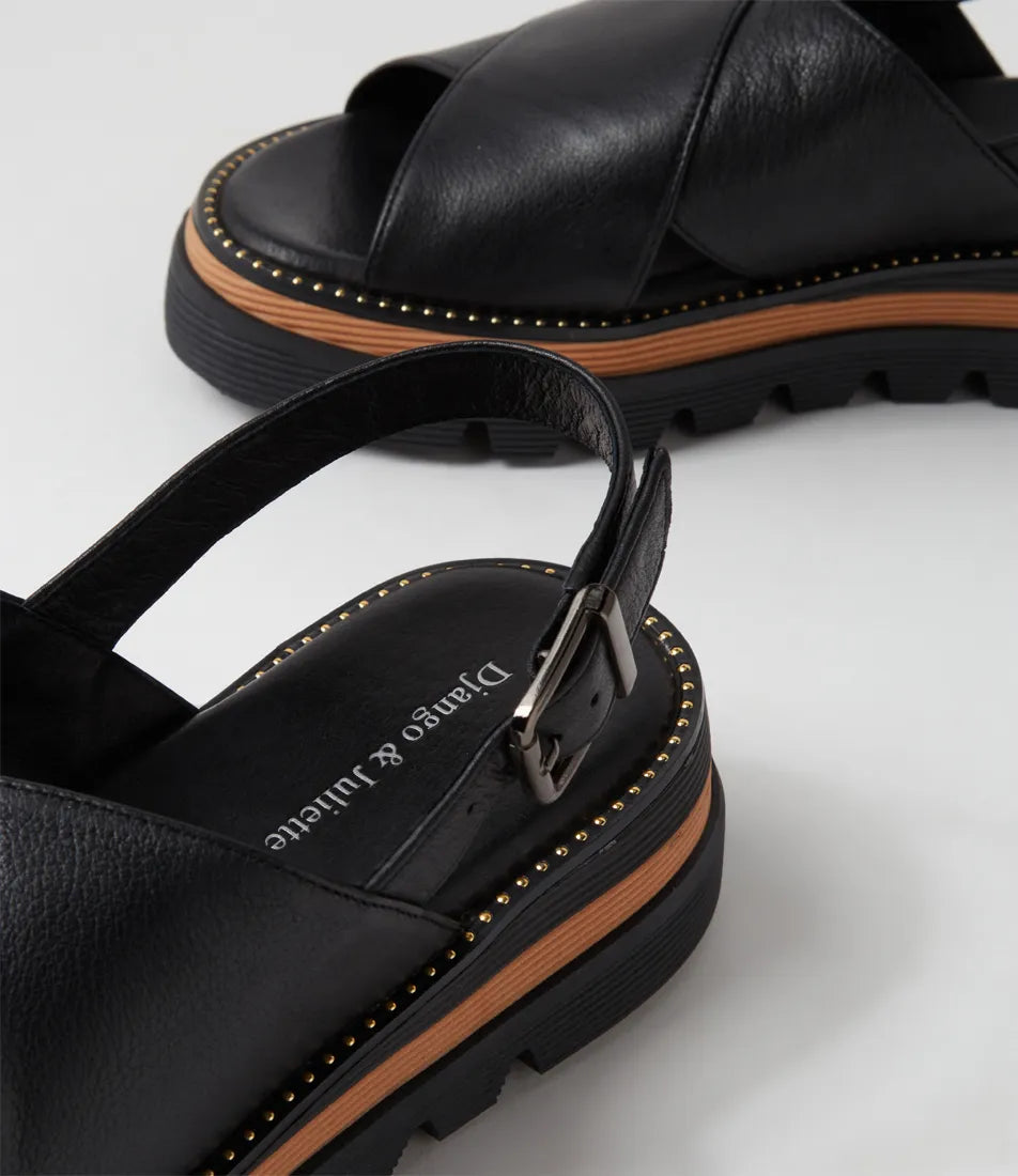 Sasi Black Leather Sandal