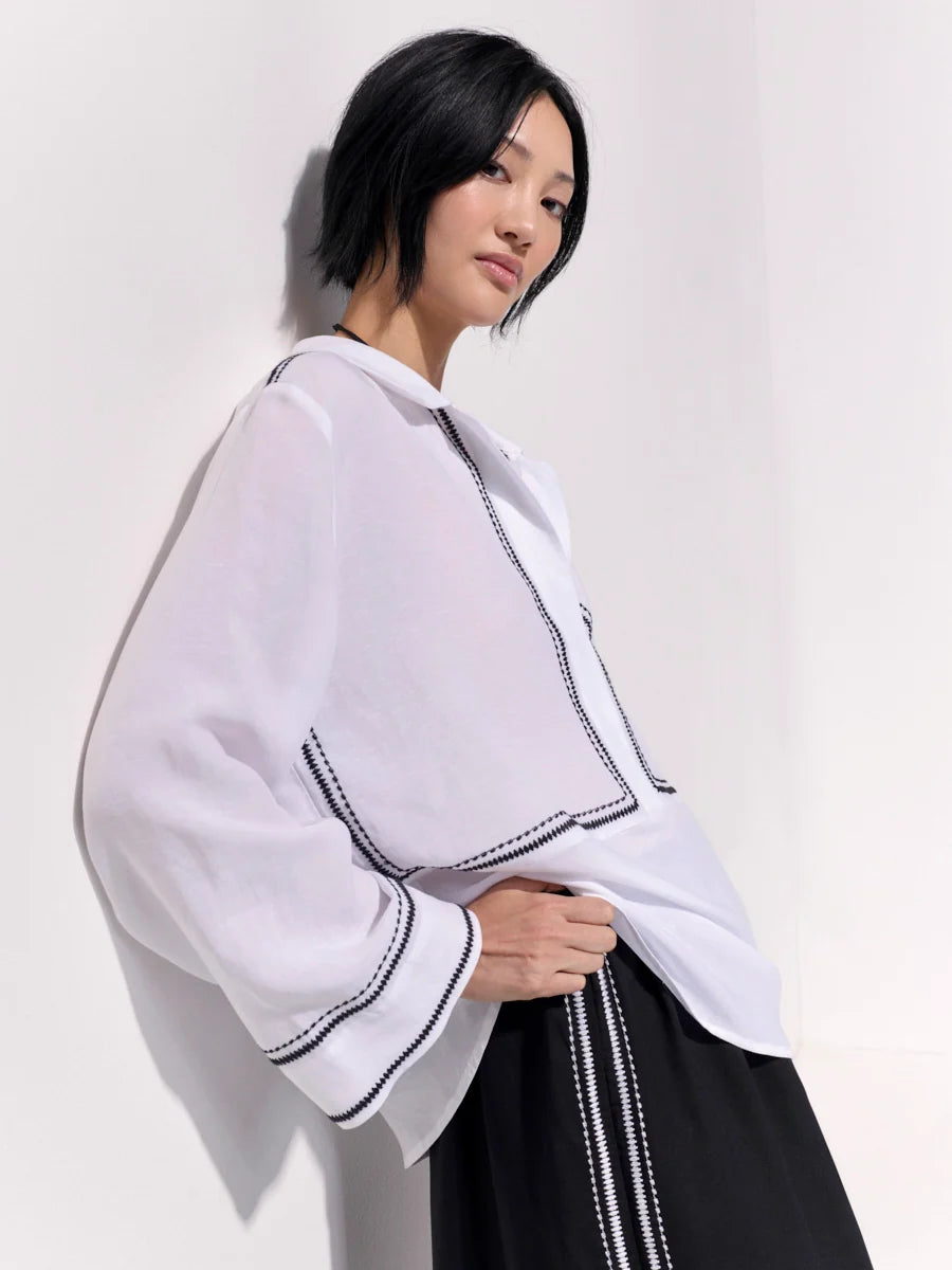 Embroidered Overshirt | White