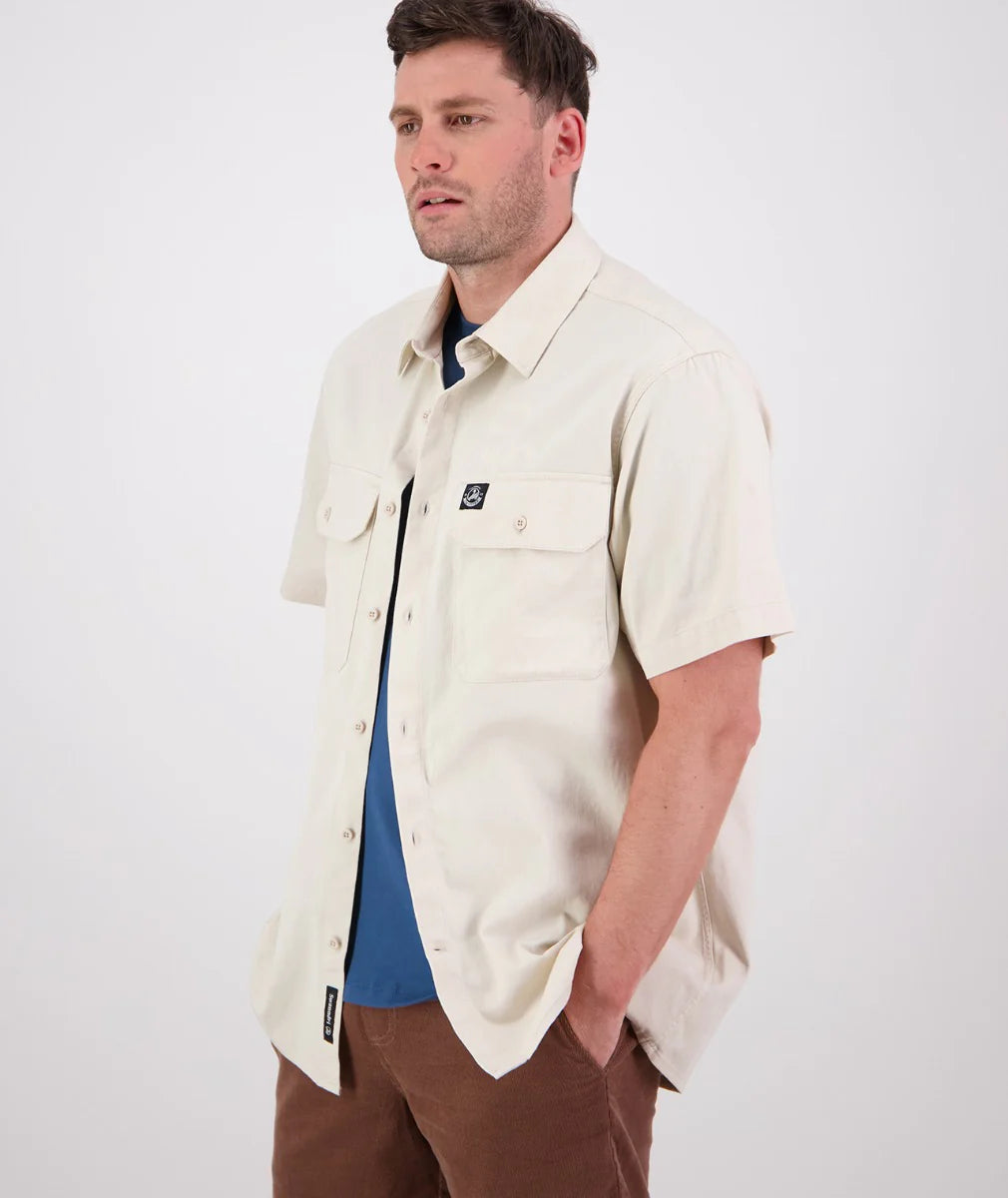 Fundamentals Short Sleeve Work Shirt | Light Taupe, , Beechworth Emporium, Tops, [product tags]