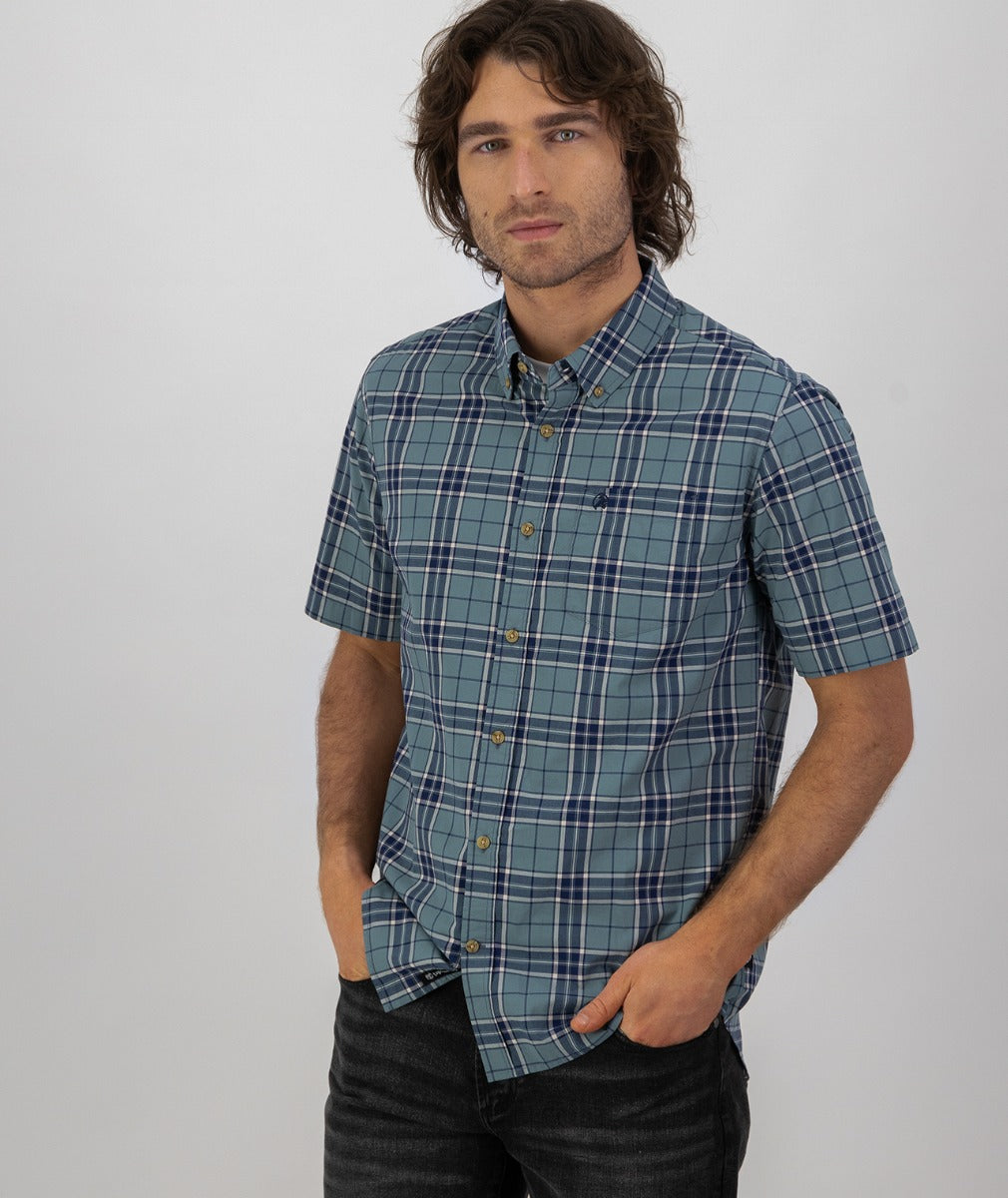 Grendon Short Sleeve Shirt | Fern/Navy Check - Swanndri - Beechworth Emporium