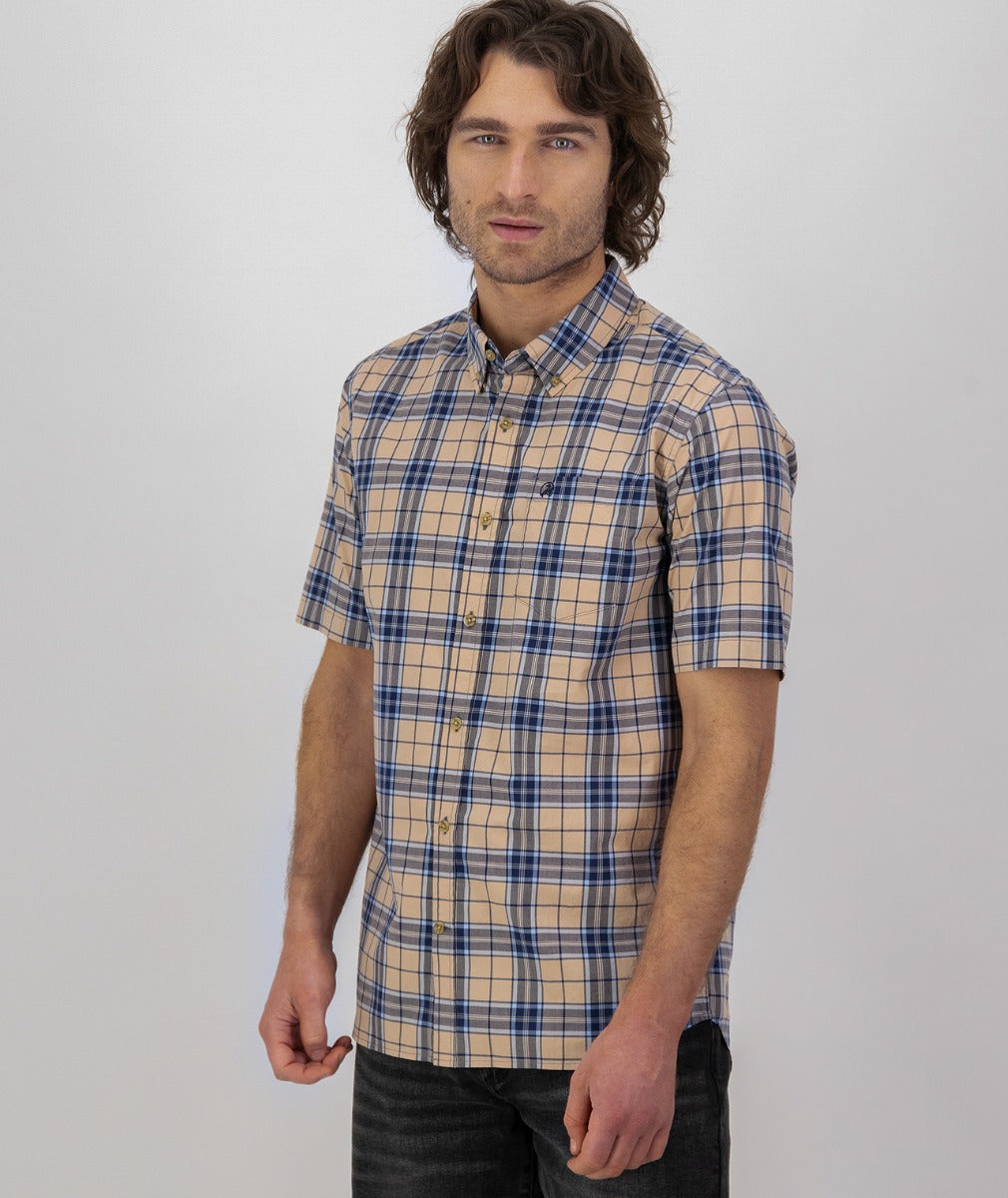 Grendon Short Sleeve Shirt | Pebble/Navy Check - Swanndri - Beechworth Emporium