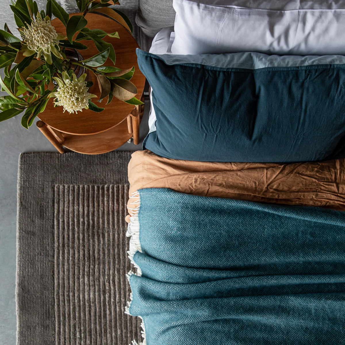 Herringbone Throw | Indian Teal