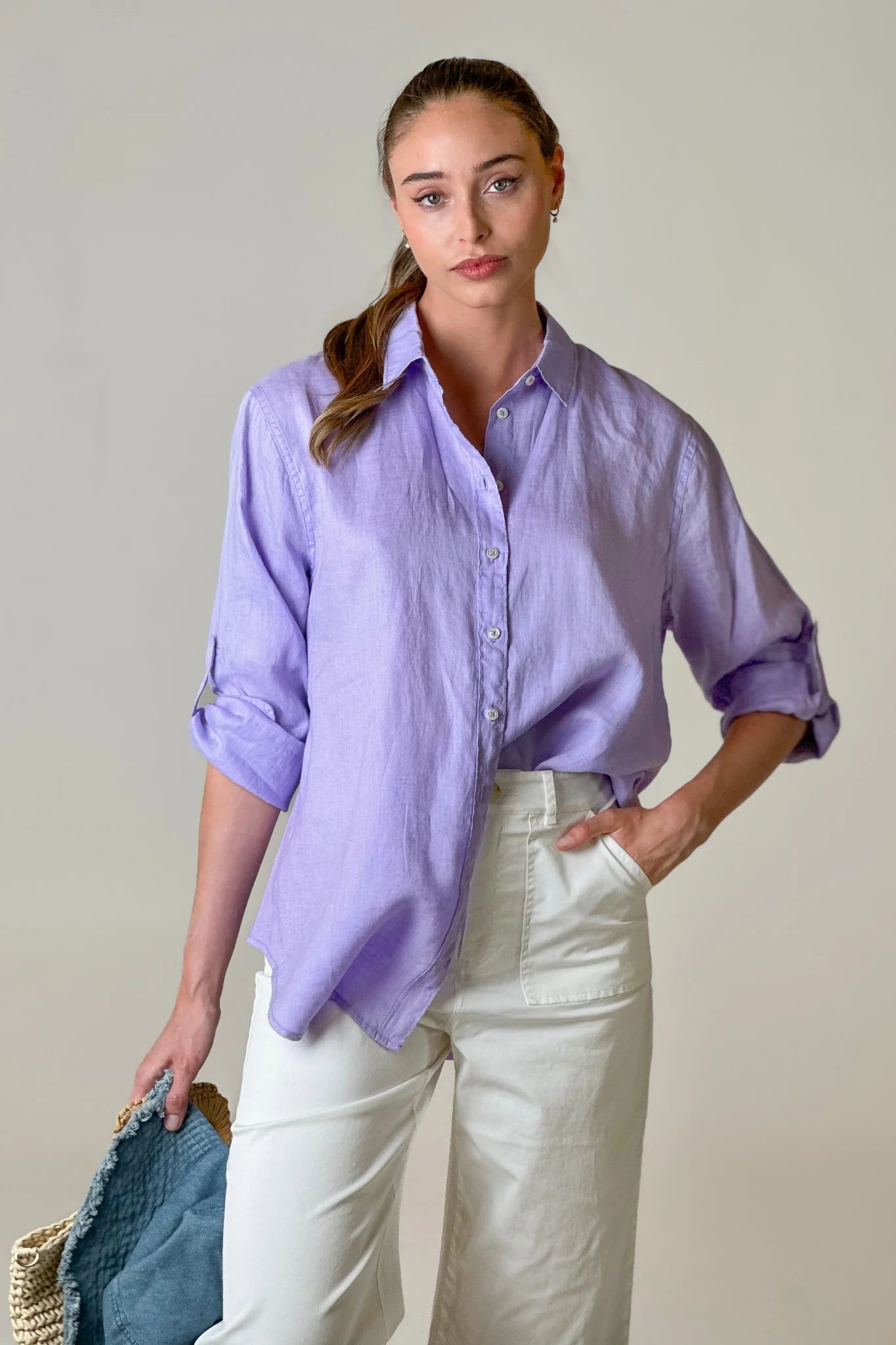 Boyfriend Linen Shirt | Lavender