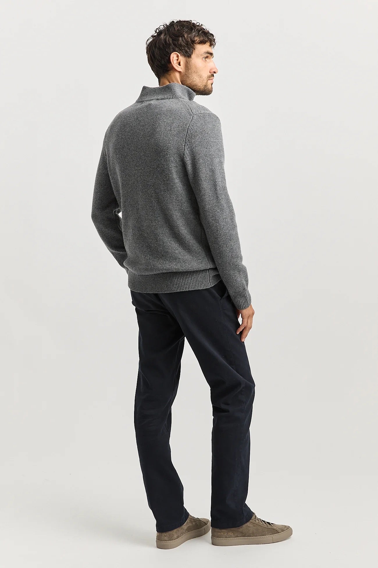 Lambswool Half Zip | Zinc