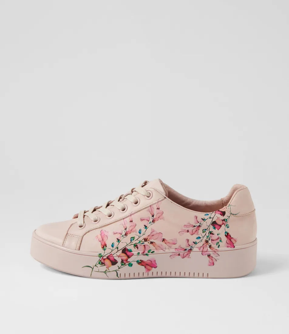 Leeze Pink Florist Leather Sneakers - Django & Juliette - Beechworth Emporium