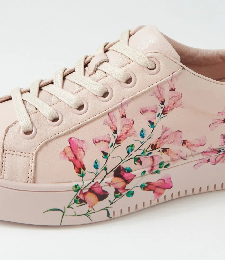 Leeze Pink Florist Leather Sneakers - Django & Juliette - Beechworth Emporium