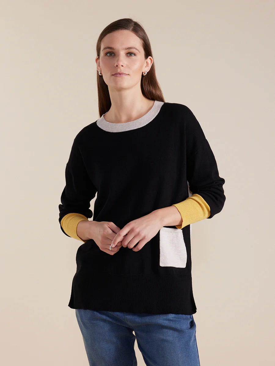 Long Sleeve Colour Block Sweater - Marco Polo - Beechworth Emporium