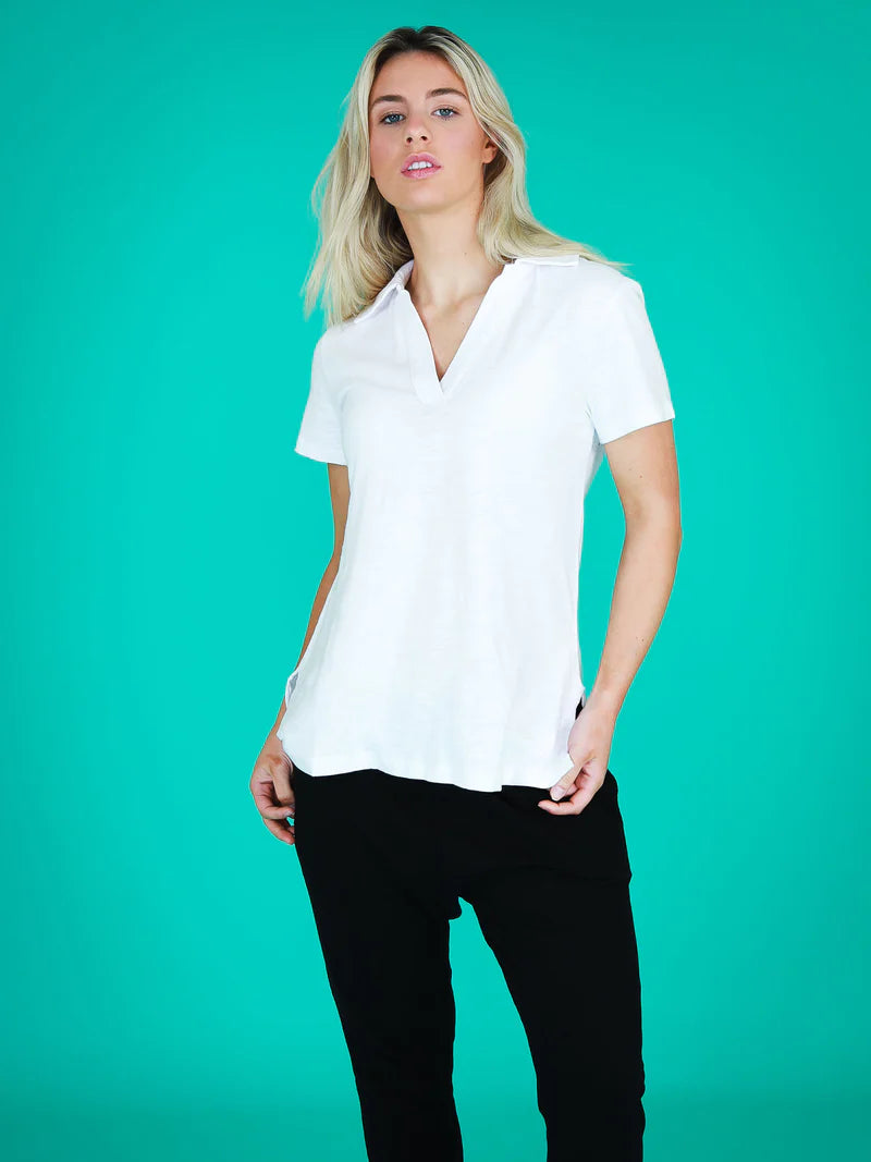 Lulu Polo T-Shirt | White - 3rd Story - Beechworth Emporium