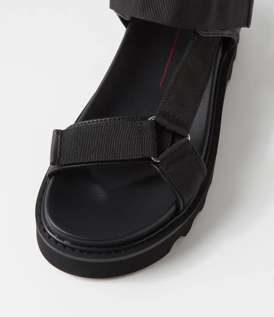 Tarek Black Fabric Leather Sandal
