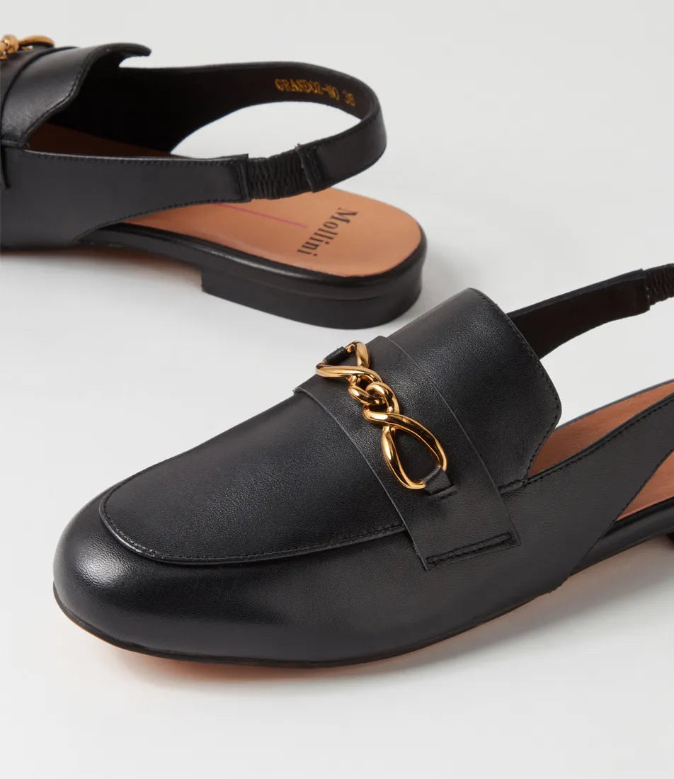 Grandoz Black Leather Loafers - Mollini - Beechworth Emporium