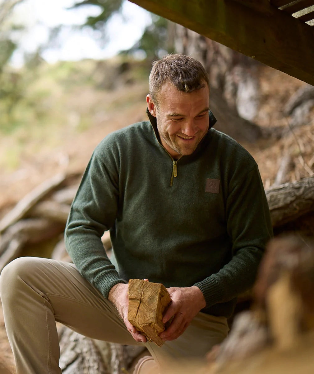 Mariner Wool Zip Neck Sweater | Olive