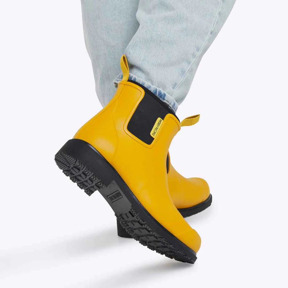 Bobbi Gumboot | Mustard &amp; Black - Merry People - Beechworth Emporium