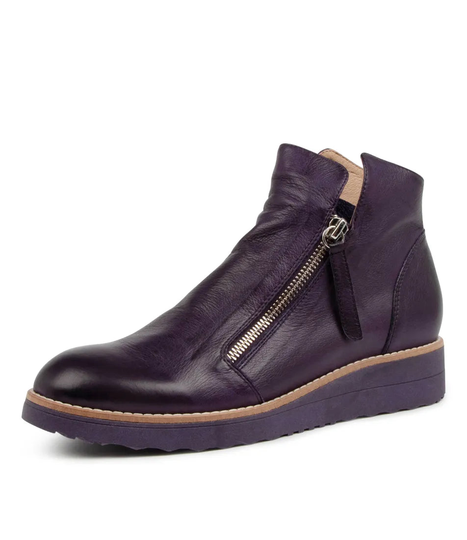 Ohmy Aubergine Leather Ankle Boots - Top End - Beechworth Emporium